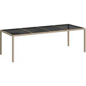 vidaXL Gartentisch Beige 250x100x75 cm Hartglas und Poly Rattan günstig