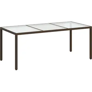 vidaXL Gartentisch Braun 190x90x75 cm Gehärtetes Glas und Poly Rattan günstig