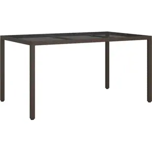 vidaXL Gartentisch 150x90x75 cm Gehärtetes Glas Poly Rattan Braun günstig