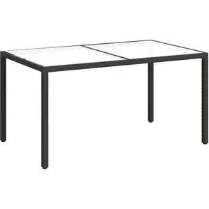 vidaXL Gartentisch 150x90x75 cm Gehärtetes Glas Poly Rattan Schwarz günstig