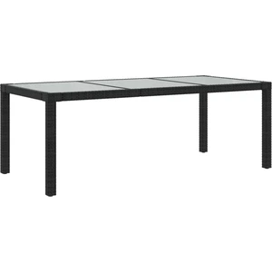 vidaXL Gartentisch Schwarz 190x90x75 cm Gehärtetes Glas Poly Rattan günstig