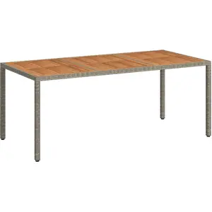 vidaXL Gartentisch 190x90x75 cm Poly Rattan und Akazienholz Grau günstig