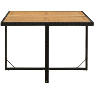 vidaXL Gartentisch Schwarz 109x107x74cm Poly Rattan Massivholz Akazie günstig