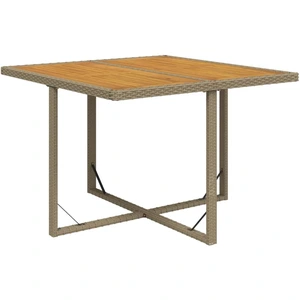 vidaXL Gartentisch Beige 109x107x74 cm Poly Rattan & Massivholz Akazie günstig