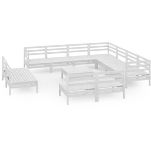 vidaXL 12-tlg. Garten-Lounge-Set Massivholz Kiefer Weiß günstig