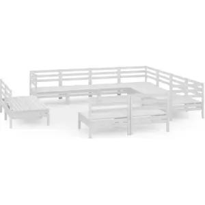 vidaXL 11-tlg. Garten-Lounge-Set Massivholz Kiefer Weiß günstig