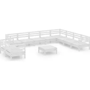vidaXL 11-tlg. Garten-Lounge-Set Massivholz Kiefer Weiß günstig