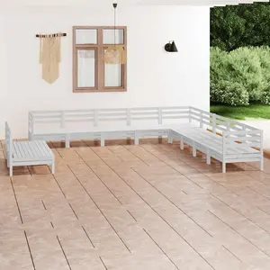 vidaXL 11-tlg. Garten-Lounge-Set Massivholz Kiefer Weiß günstig