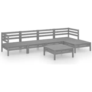 vidaXL 6-tlg. Garten-Lounge-Set Massivholz Kiefer Grau günstig