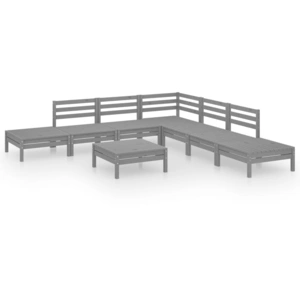 vidaXL 8-tlg. Garten-Lounge-Set Massivholz Kiefer Grau günstig