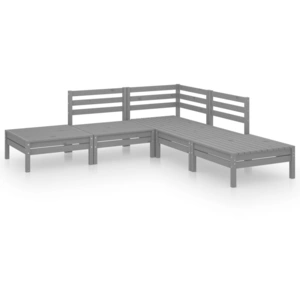 vidaXL 5-tlg. Garten-Lounge-Set Massivholz Kiefer Grau günstig