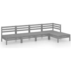 vidaXL 5-tlg. Garten-Lounge-Set Massivholz Kiefer Grau günstig