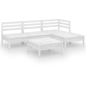 vidaXL 5-tlg. Garten-Lounge-Set Massivholz Kiefer Weiß günstig