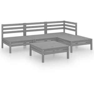 vidaXL 5-tlg. Garten-Lounge-Set Massivholz Kiefer Grau günstig