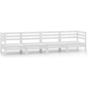 vidaXL 4-tlg. Garten-Lounge-Set Weiß Kiefer Massivholz günstig