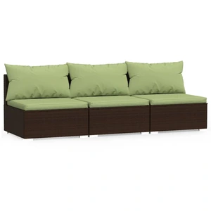 vidaXL 3-Sitzer-Sofa mit Kissen Braun Poly Rattan günstig