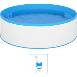 vidaXL Planschbecken mit Einhängeskimmer und Pumpe 350x90 cm Weiß günstig
