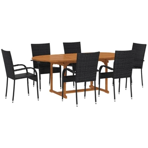 vidaXL 7-tlg. Garten-Essgruppe Poly Rattan Schwarz günstig