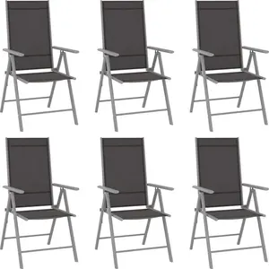vidaXL 7-tlg. Garten-Essgruppe Aluminium Silbern und Schwarz günstig