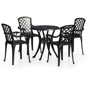 vidaXL 5-tlg. Bistro-Set Aluminiumguss Schwarz günstig