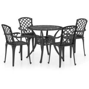 vidaXL 5-tlg. Bistro-Set Aluminiumguss Schwarz günstig