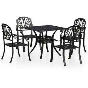 vidaXL 5-tlg. Bistro-Set Aluminiumguss Schwarz günstig