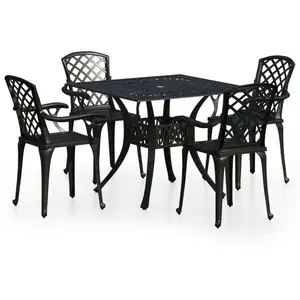 vidaXL 5-tlg. Bistro-Set Aluminiumguss Schwarz günstig