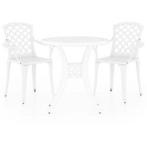 vidaXL 3-tlg. Bistro-Set Aluminiumguss Weiß günstig