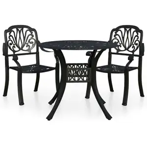 vidaXL 3-tlg. Bistro-Set Aluminiumguss Schwarz günstig