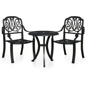 vidaXL 3-tlg. Bistro-Set Aluminiumguss Schwarz günstig