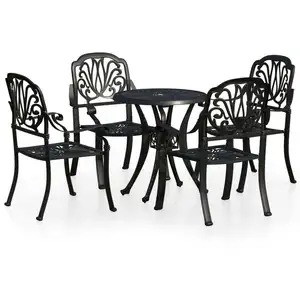 vidaXL 5-tlg. Bistro-Set Aluminiumguss Schwarz günstig