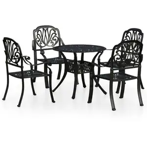 vidaXL 5-tlg. Bistro-Set Aluminiumguss Schwarz günstig