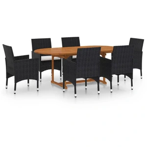 vidaXL 7-tlg. Garten-Essgruppe Poly Rattan Schwarz günstig