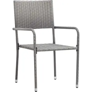 vidaXL 3-tlg. Garten-Essgruppe Poly Rattan Grau günstig