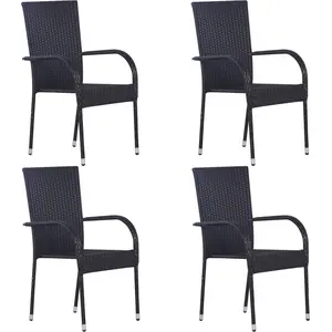 vidaXL 5-tlg. Garten-Essgruppe Poly Rattan Schwarz günstig