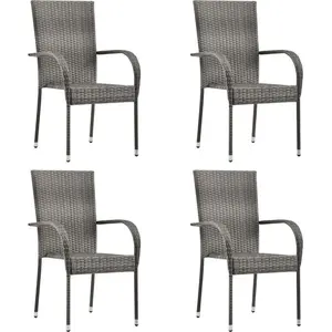 vidaXL 5-tlg. Garten-Essgruppe Poly Rattan Grau günstig