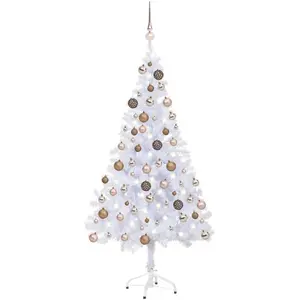 vidaXL, Weihnachtsbaum, Mads (mit 150 LEDs und roségoldenen Kugeln) (150 cm)