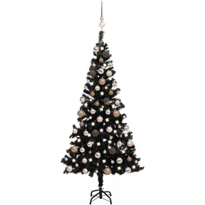 vidaXL, Weihnachtsbaum, Mads (mit 150 LEDs und roségoldenen Kugeln) (120 cm)