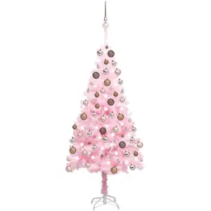 vidaXL, Weihnachtsbaum, Mads (mit 150 LEDs und roségoldenen Kugeln) (120 cm)