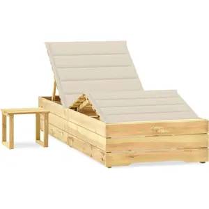 vidaXL Garten-Sonnenliege mit Tisch und Auflage Kiefer Imprägniert günstig
