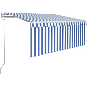 vidaXL Markise Automatisch Einziehbar mit Volant 3,5x2,5 m Blau & Weiß günstig