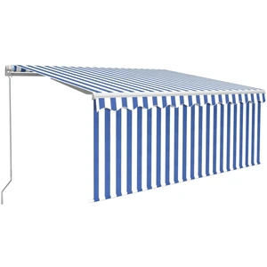 vidaXL Markise Manuell Einziehbar mit Rollo 3,5x2,5m Blau & Weiß günstig