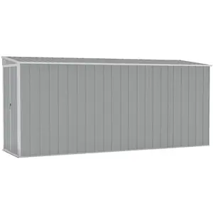 vidaXL Anbauschuppen Grau 118x382x178 cm Verzinkter Stahl günstig