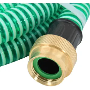 vidaXL Saugschlauch mit Messing-Anschlüssen Grün 1,1" 7 m PVC