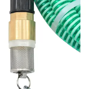 vidaXL Saugschlauch mit Messing-Anschlüssen Grün 1,1" 25 m PVC