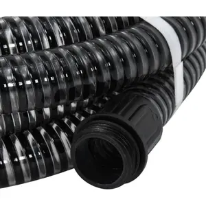 vidaXL Saugschlauch mit Messing-Anschlüssen Schwarz 1,1" 3 m PVC