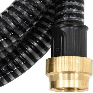 vidaXL Saugschlauch mit Messing-Anschlüssen Schwarz 1,1" 10 m PVC