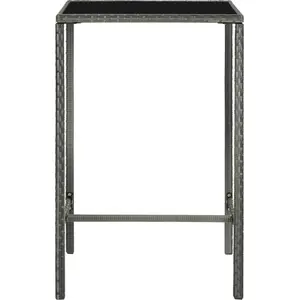 vidaXL Garten-Bartisch Grau 70x70x110 cm Poly Rattan und Glas günstig