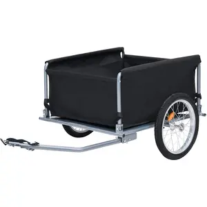vidaXL Fahrradanhänger Schwarz und Grau 65 kg günstig