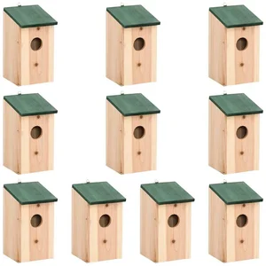 vidaXL Vogelhaus Vogelhäuser 10 Stk. Tanne Massivholz 12x12x22 cm günstig